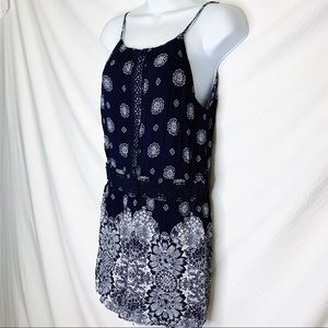 Angelique Navy Patterned Shorts Romper Size M